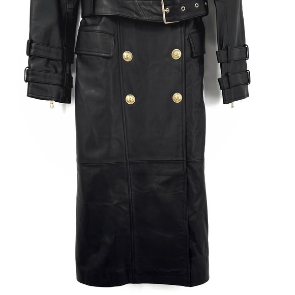 L'AGENCE NWT BLACK Celina Leather Black Double-Breasted Leather Coat XS - Picture 9 of 13